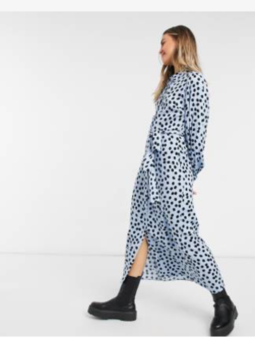 Light Blue Polka Dot Midi Dress